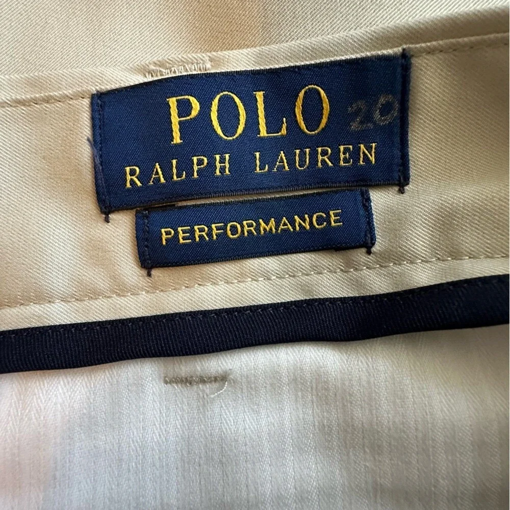 Polo Ralph Lauren Performance Pants Men 40x32 Tan Flat‎ Front Trousers
